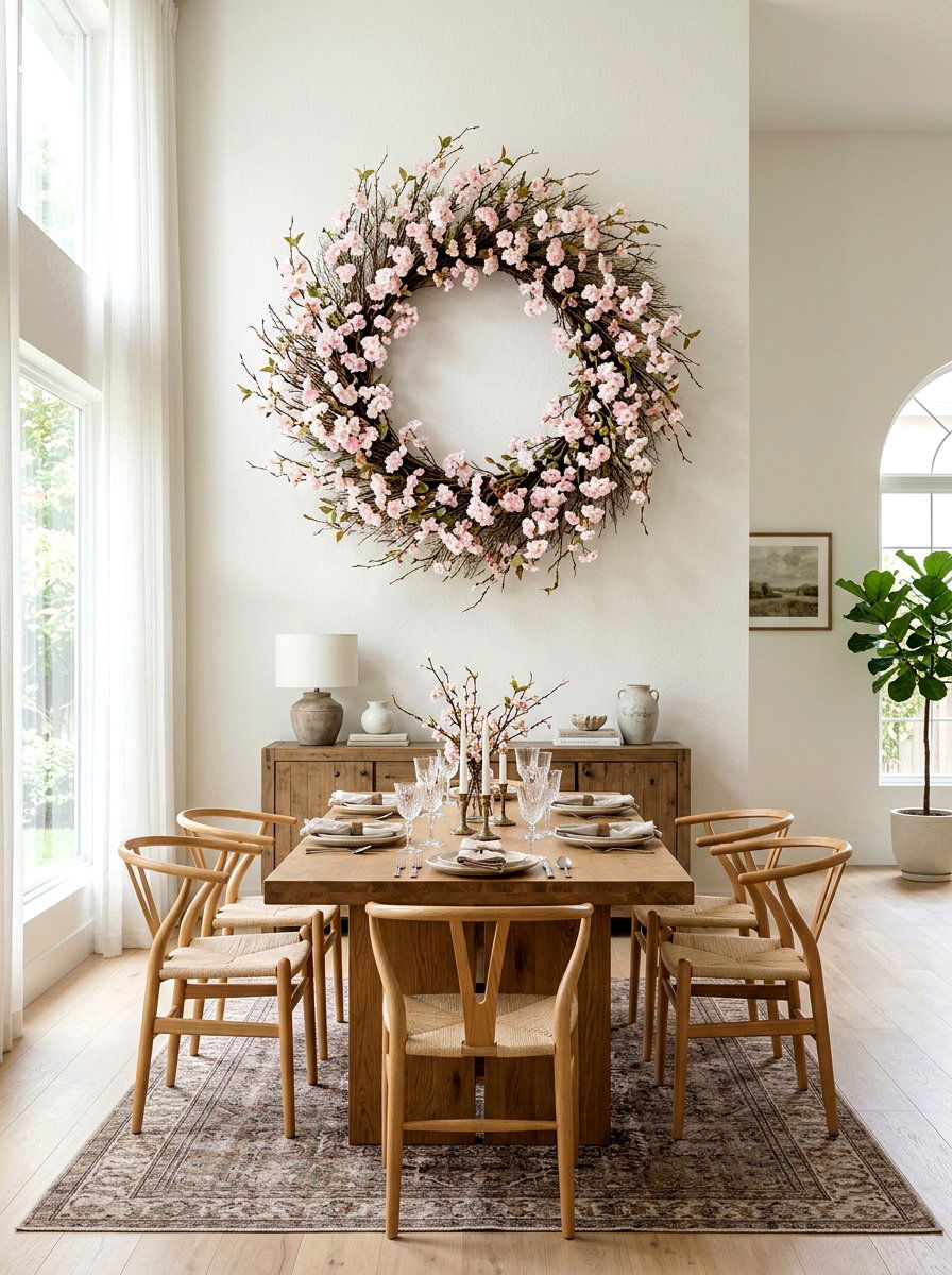 Cherry Blossom Wall Wreath - 25 Spring Oversized Wreath Ideas