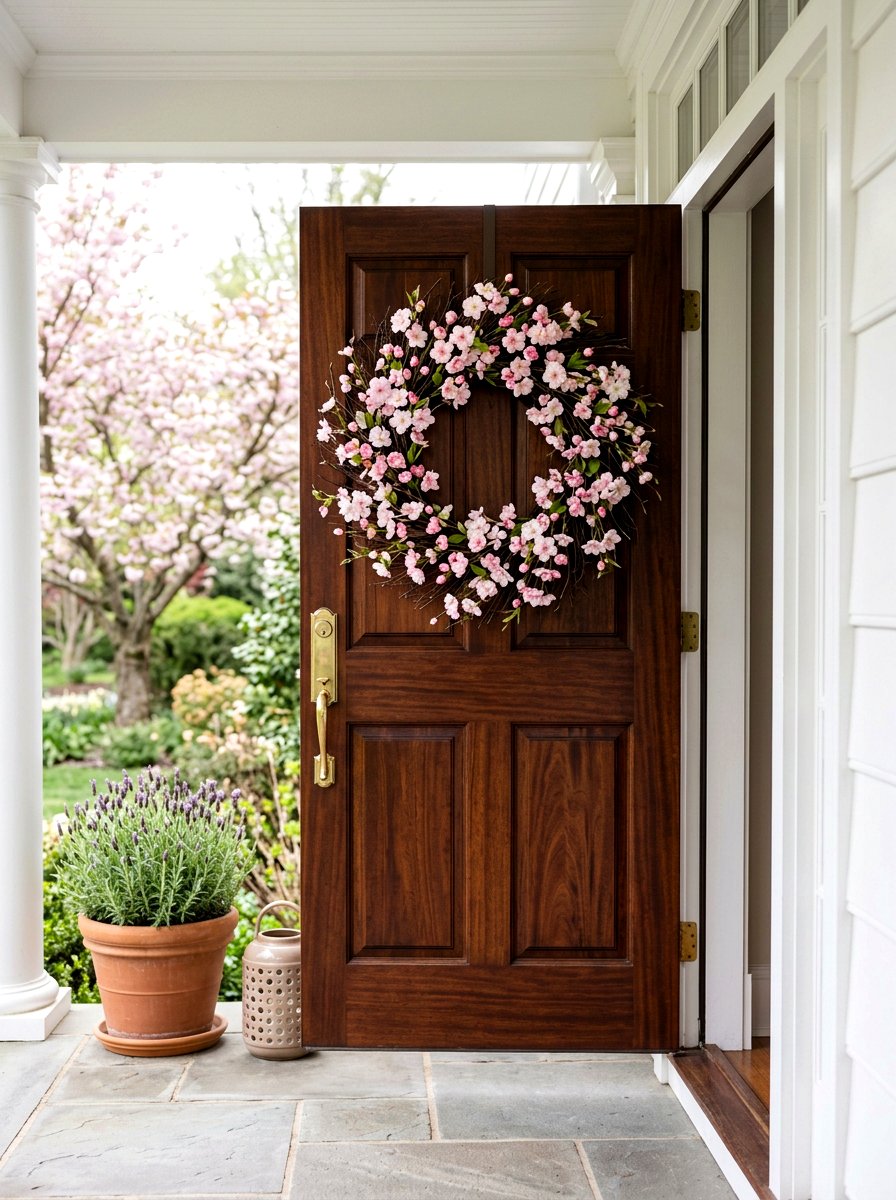 Cherry Blossom Wreath - 25 Spring Wreath Ideas for Front Door