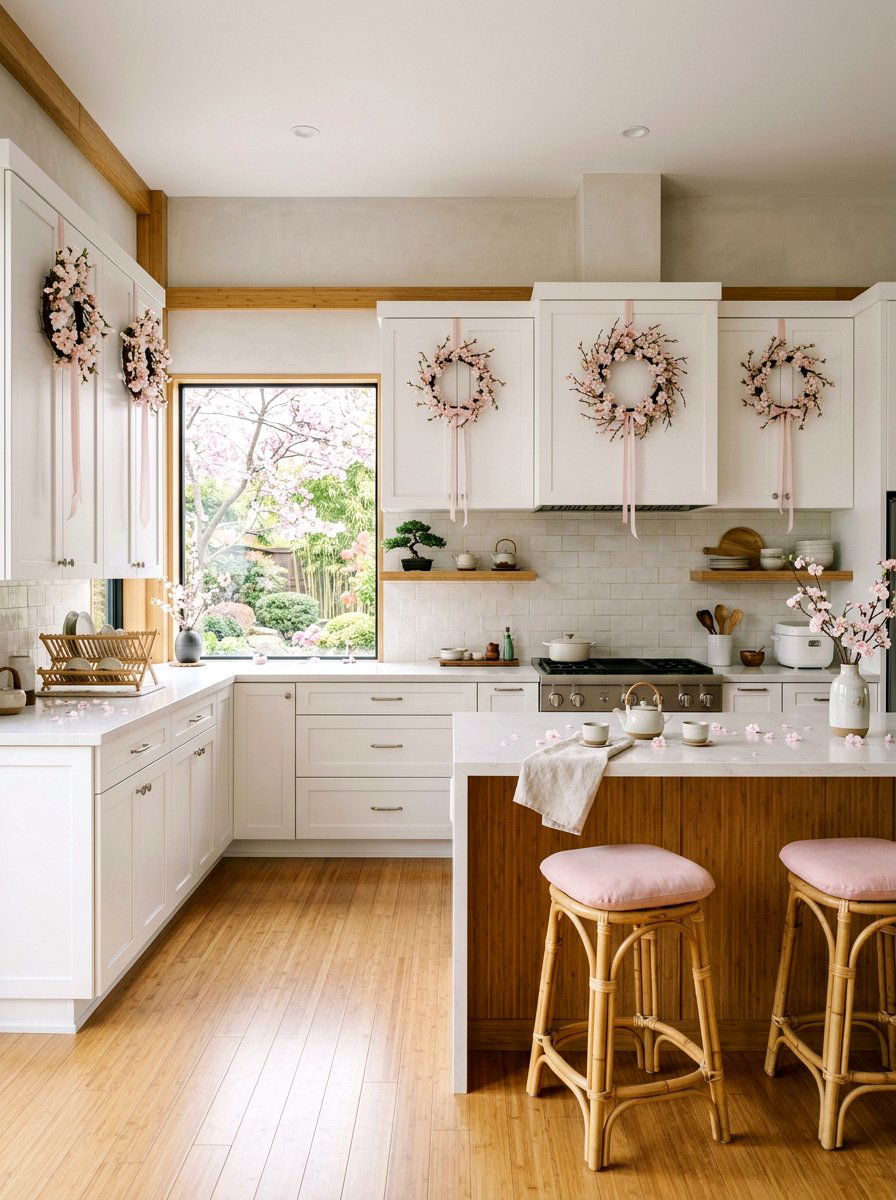 Cherry Blossom Wreath - 25 Spring Cabinet Wreath Ideas