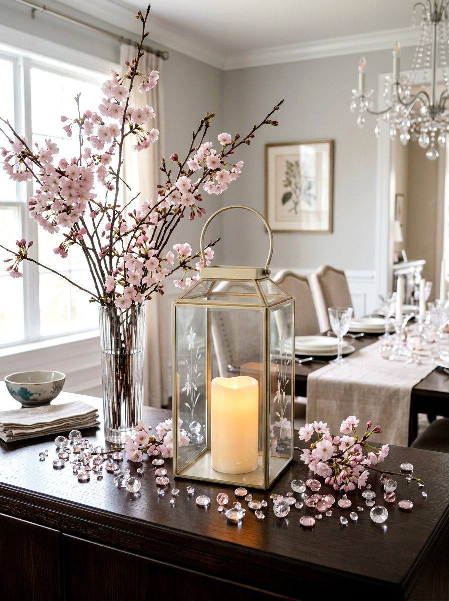 Cherry Blossoms And Glass - 25 Spring Lantern Filler Ideas