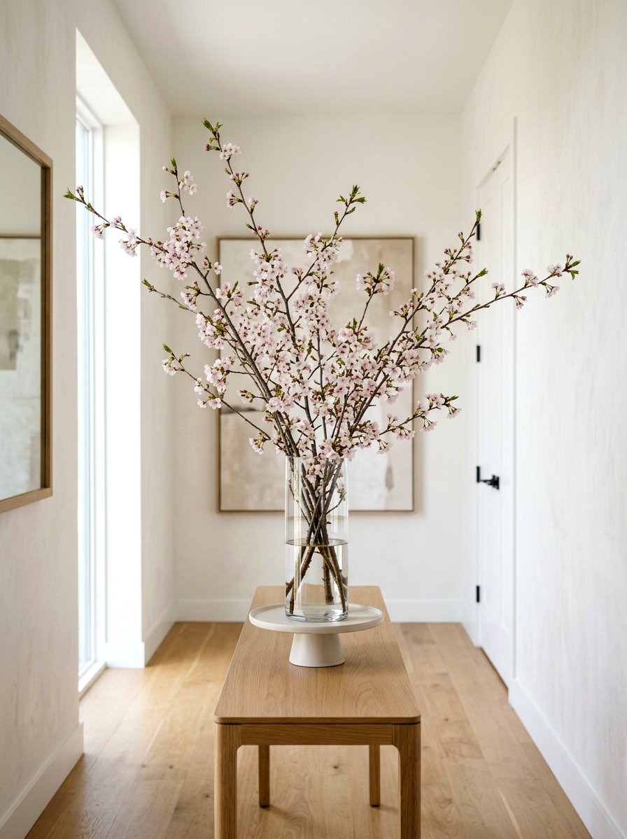 Cherry Blossoms In Tall Vase - 25 Spring Cake Stand Decor Ideas