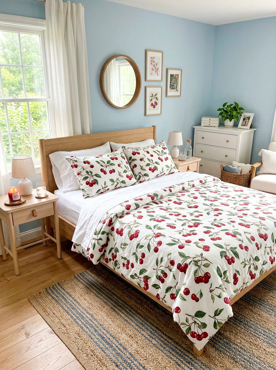 Cherry Print Bedding - 25 Spring Fruit Decor Ideas