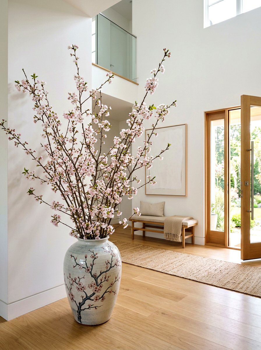 Cherry blossom branch vase - 25 Spring Faux Flower Arrangement Ideas