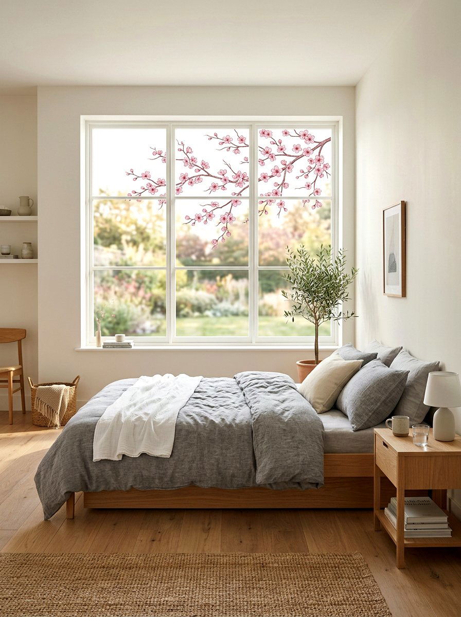 Cherry blossom branch window decals - 25 Spring Window Cling Ideas