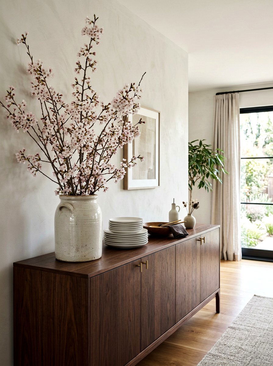 Cherry blossom branches - 25 Spring Dining Room Buffet Ideas