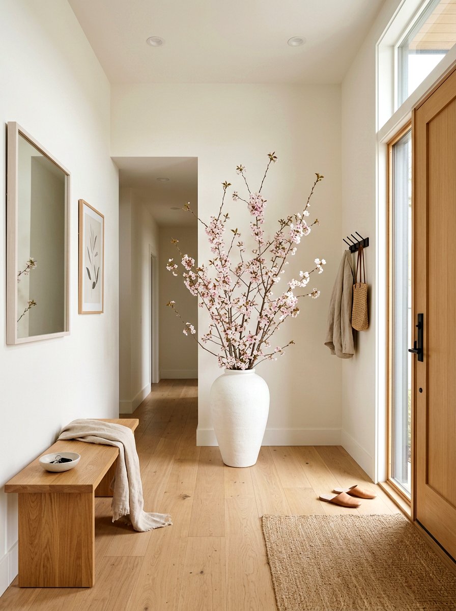 Cherry blossom branches in tall vase - 25 Spring Floral Decor Ideas