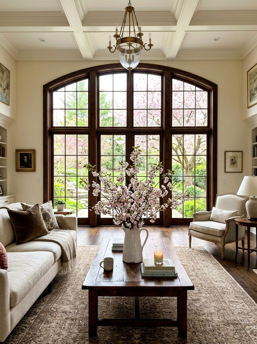 Cherry blossom branches pitcher - 25 Spring Coffee Table Styling Ideas