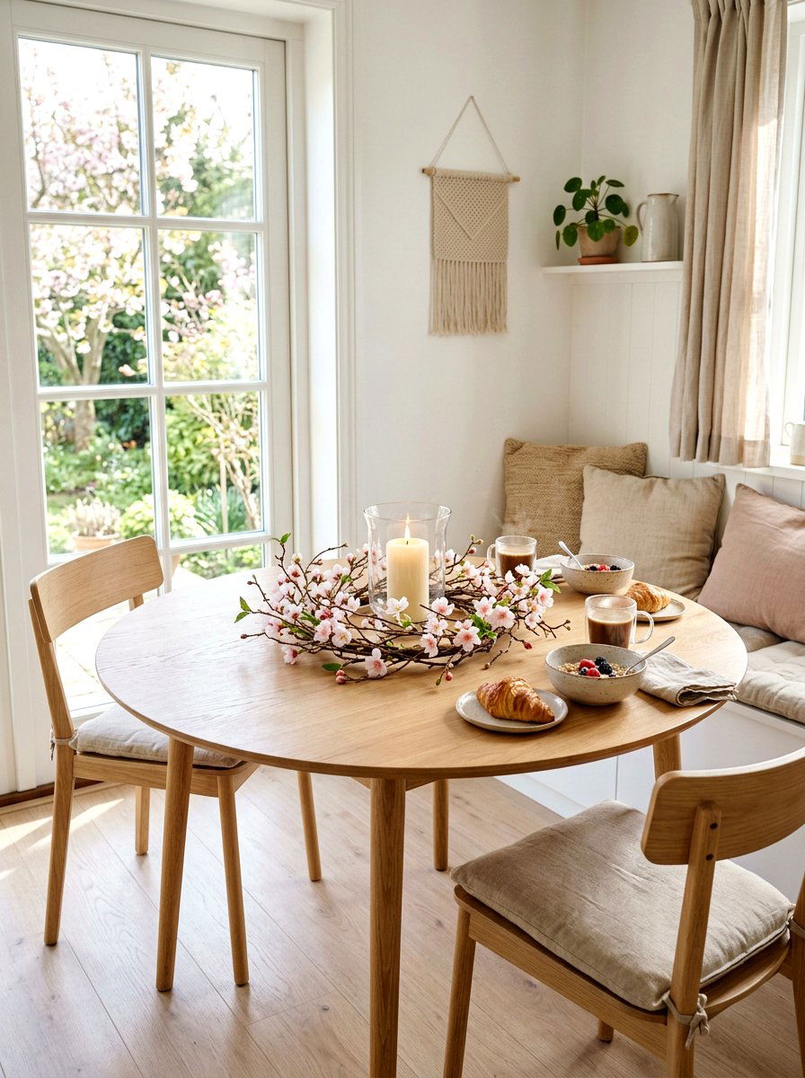 Cherry blossom candle ring - 25 Spring Candle Wreath Ideas