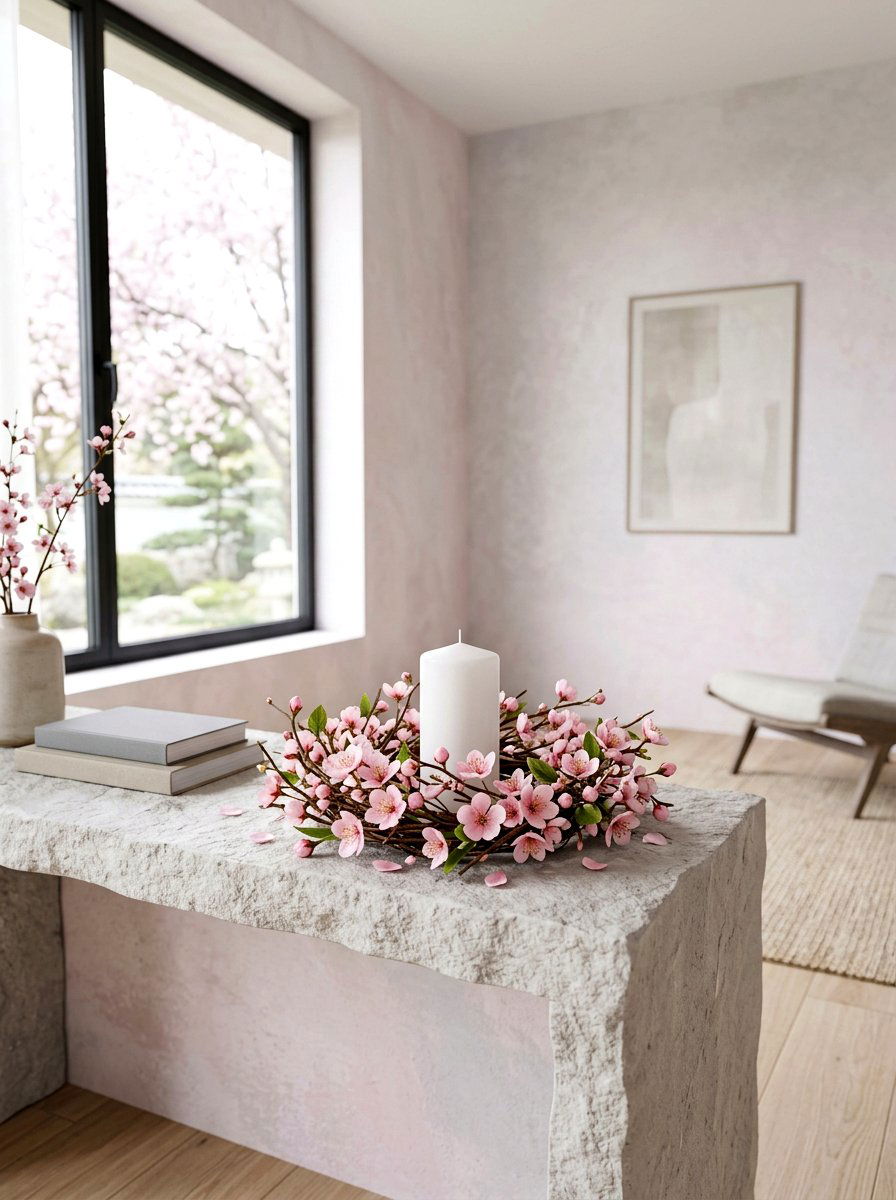 Cherry blossom candle ring - 25 Spring Candle Ring Ideas