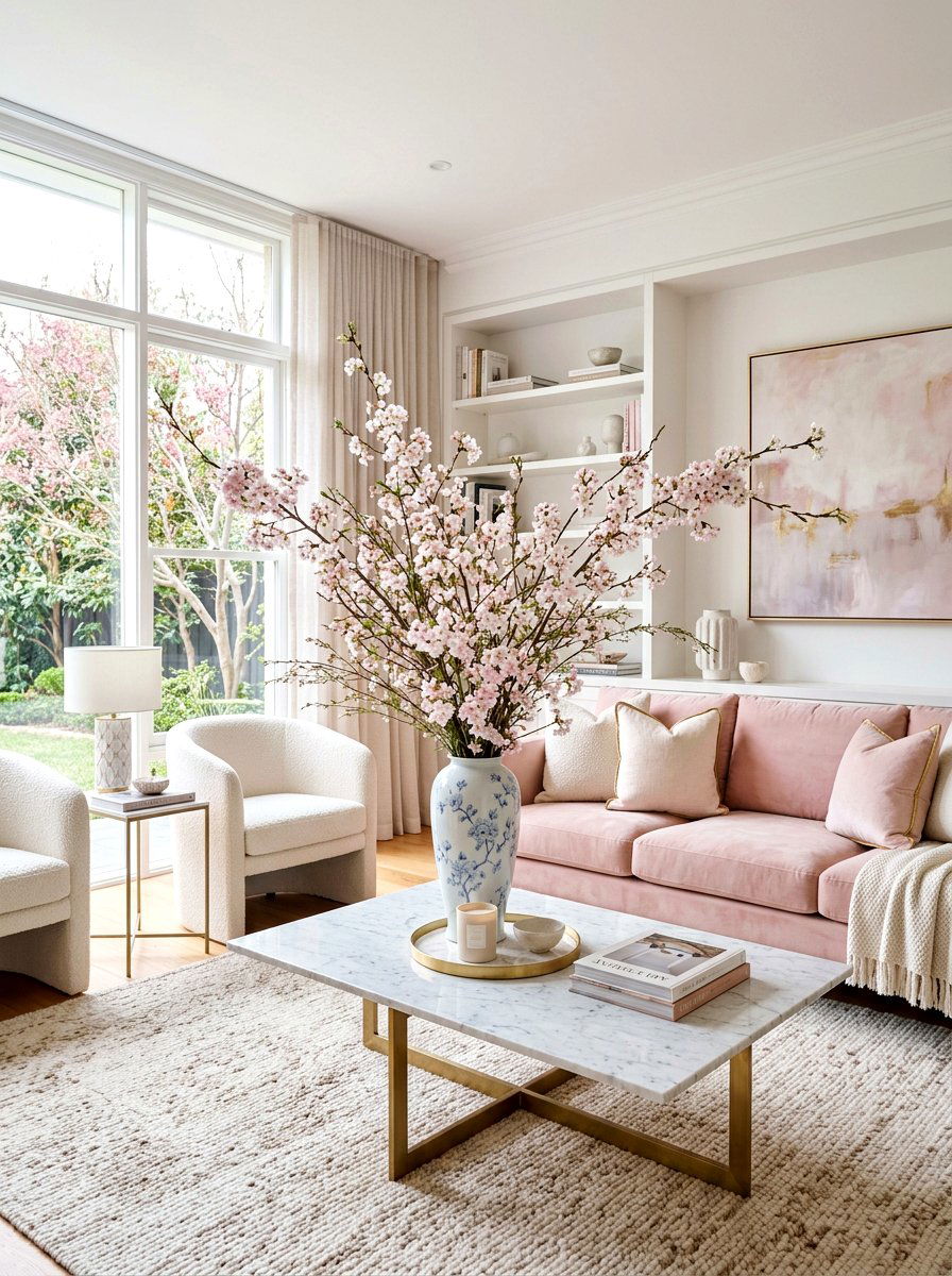 Cherry blossom floral arrangement - 25 Spring Chinoiserie Decor Ideas