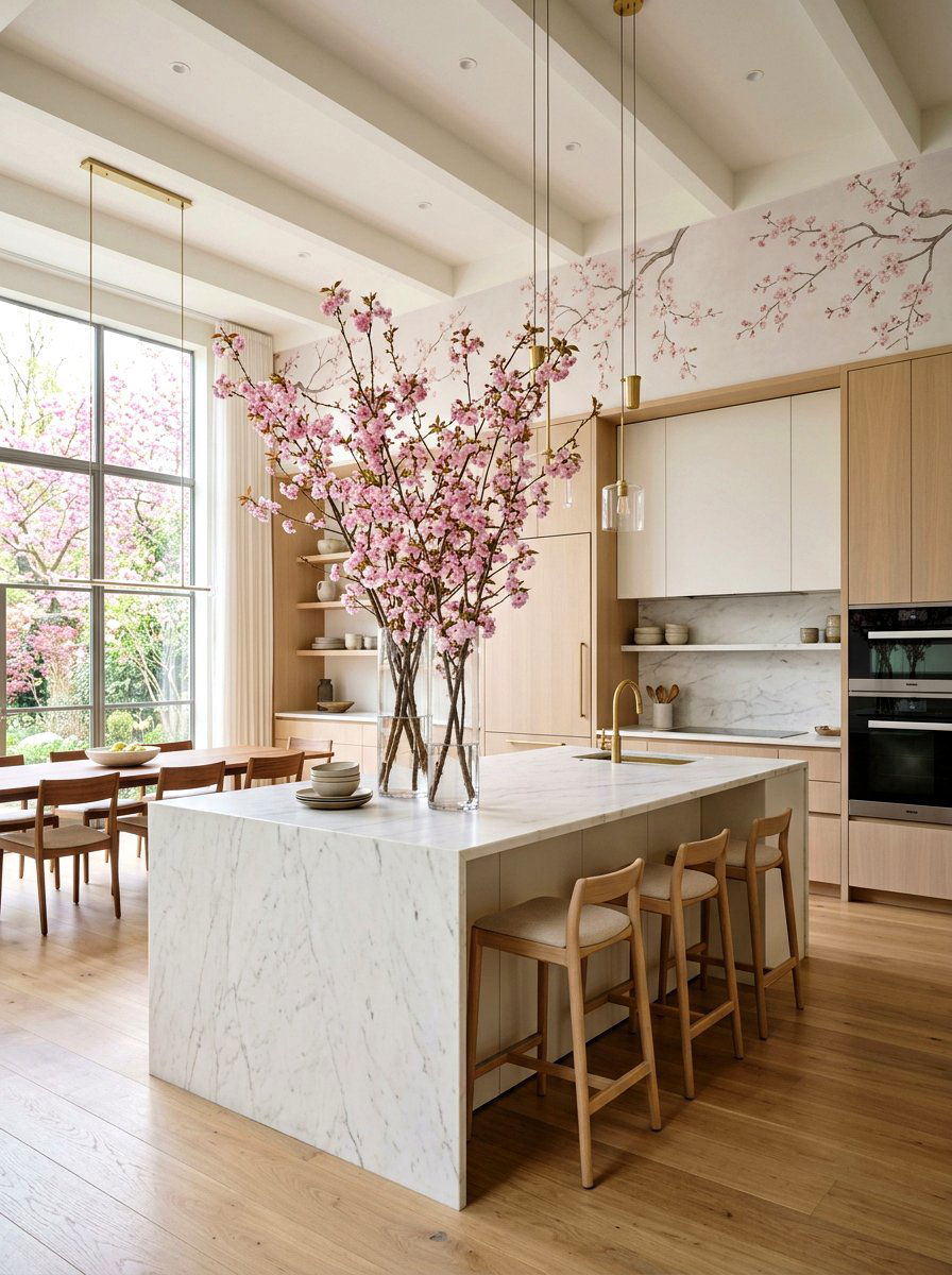 Cherry blossom kitchen - 25 Spring Kitchen Counter Decor Ideas