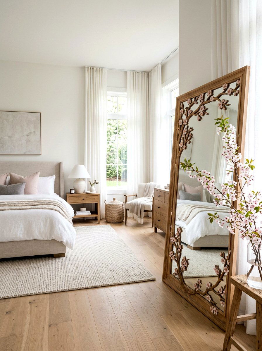 Cherry blossom mirror - 25 Spring Mirror Decor Ideas