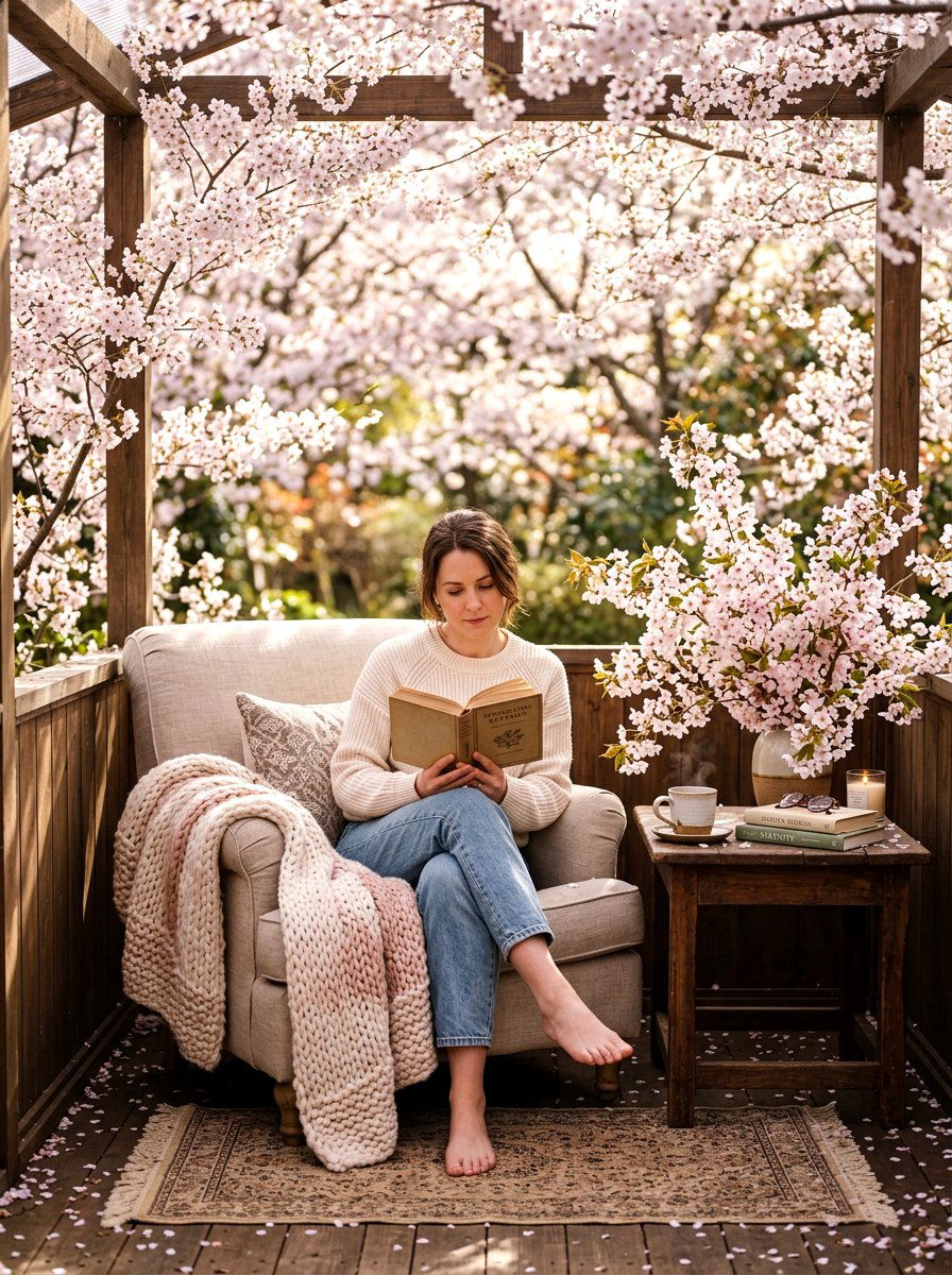 Cherry blossom reading nook - 25 Spring Cherry Blossom Arrangement Ideas
