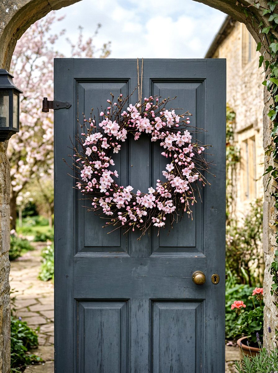 Cherry blossom wreath - 25 Spring Wreath Craft Ideas