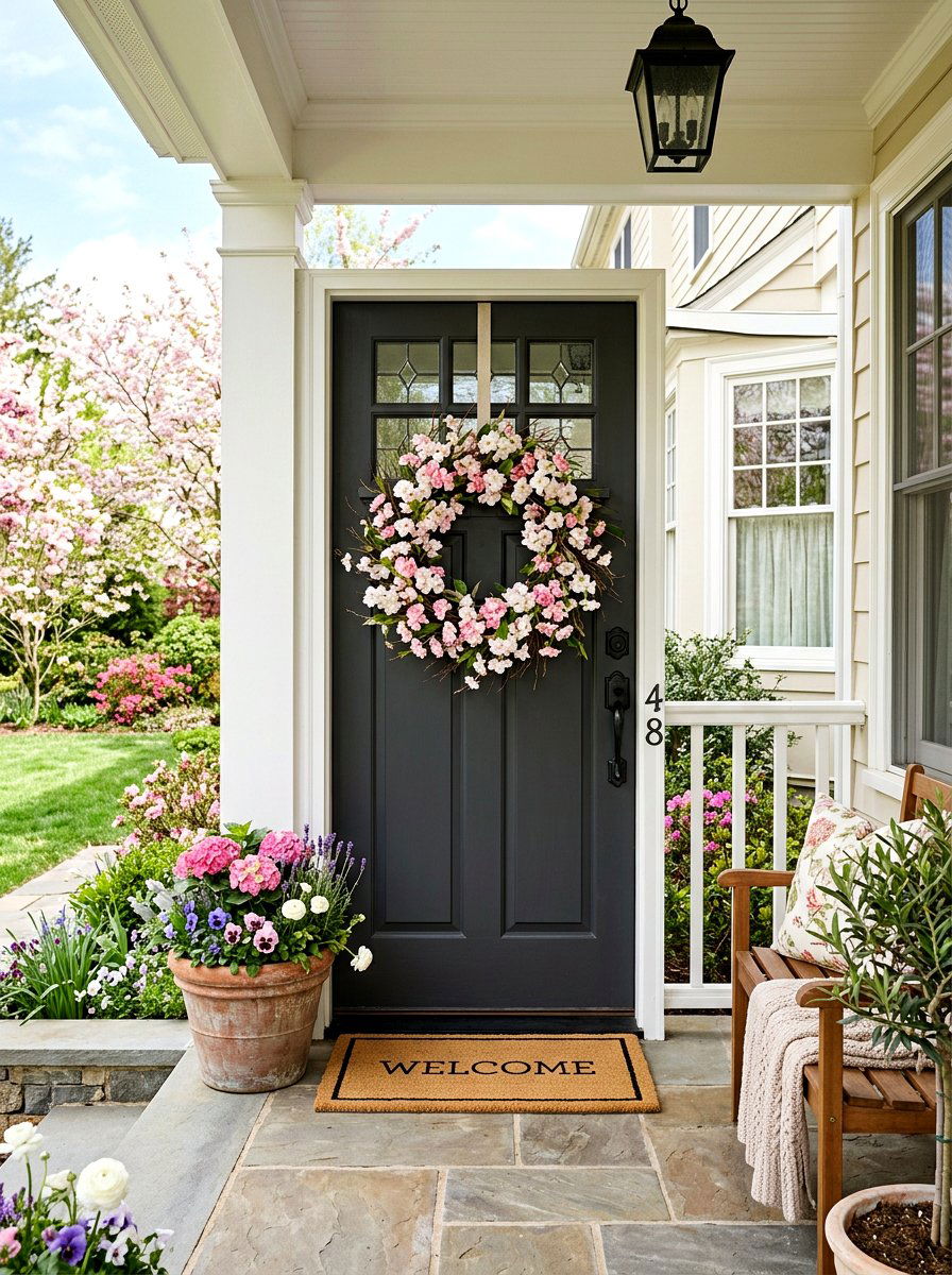 Cherry blossom wreath front door - 25 Spring Cherry Blossom Arrangement Ideas
