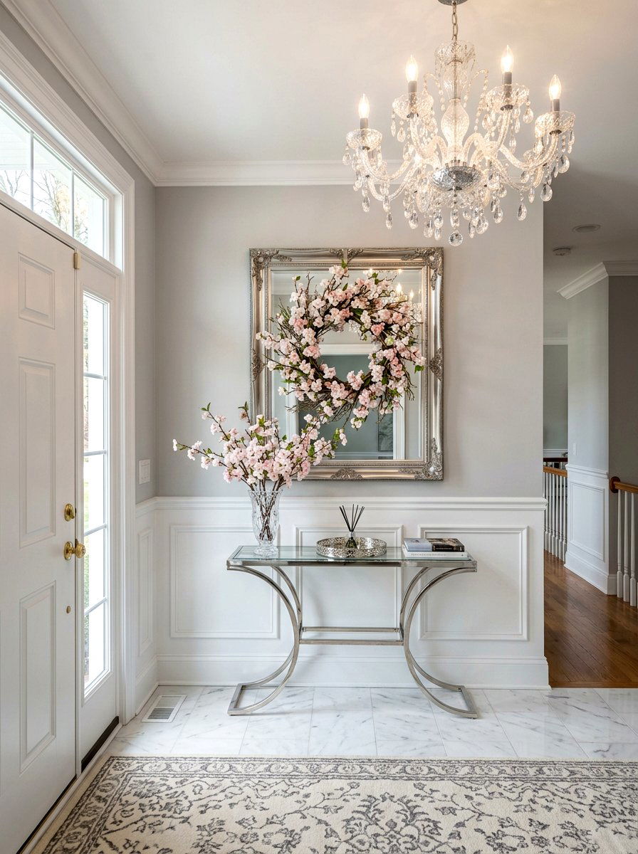 25 Chic Spring Wreath on Mirror Ideas for Interior Styling