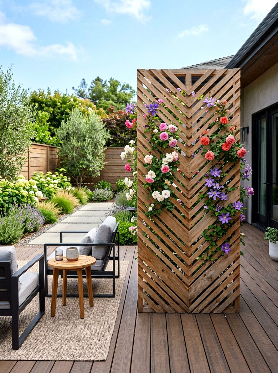 Chevron Pattern Trellis - 25 Spring Clematis Trellis Ideas