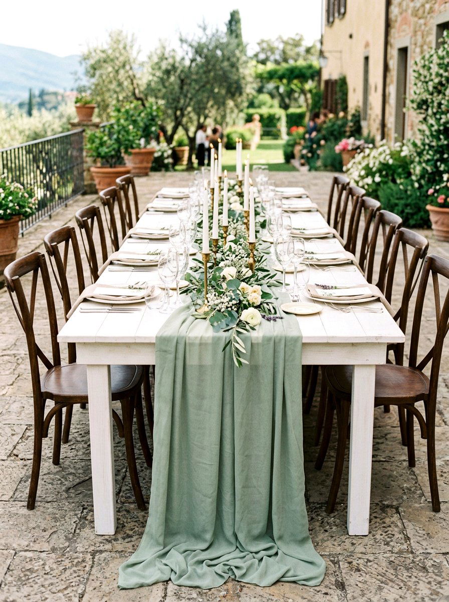 Chiffon Table Runner - 25 Spring Wedding Shower Decor Ideas