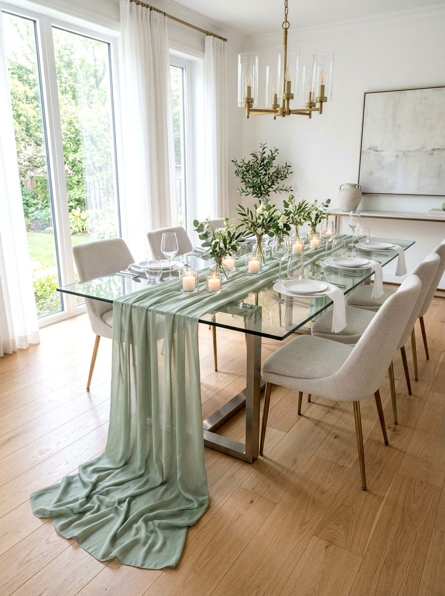 Chiffon Table Runner - 25 Spring Mother's Day Decor Ideas