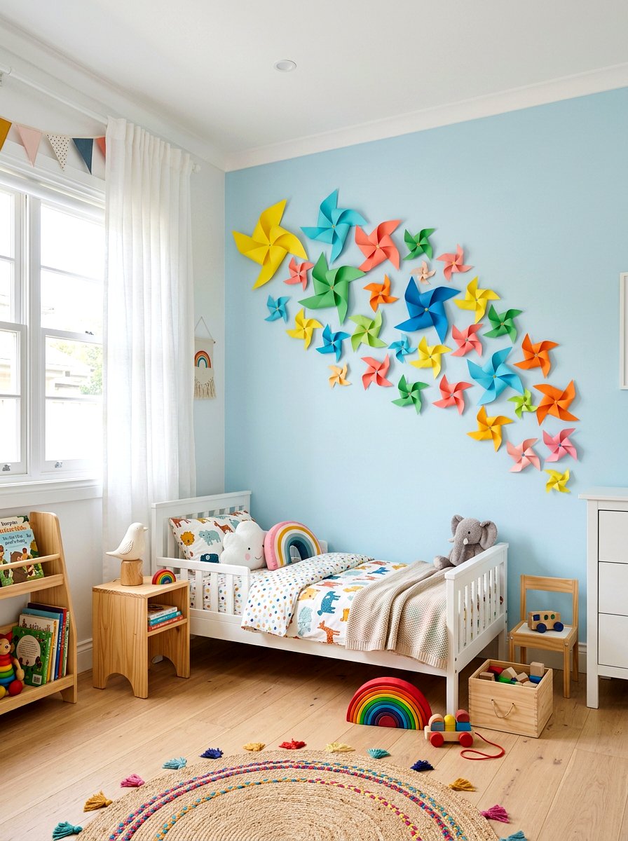 Children Bedroom Pinwheel Wall Art - 25 Spring Pinwheel Decor Ideas