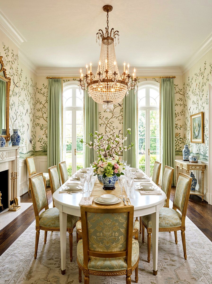 Chinoiserie Wallpaper Dining Room - 25 Spring Preppy Decor Ideas
