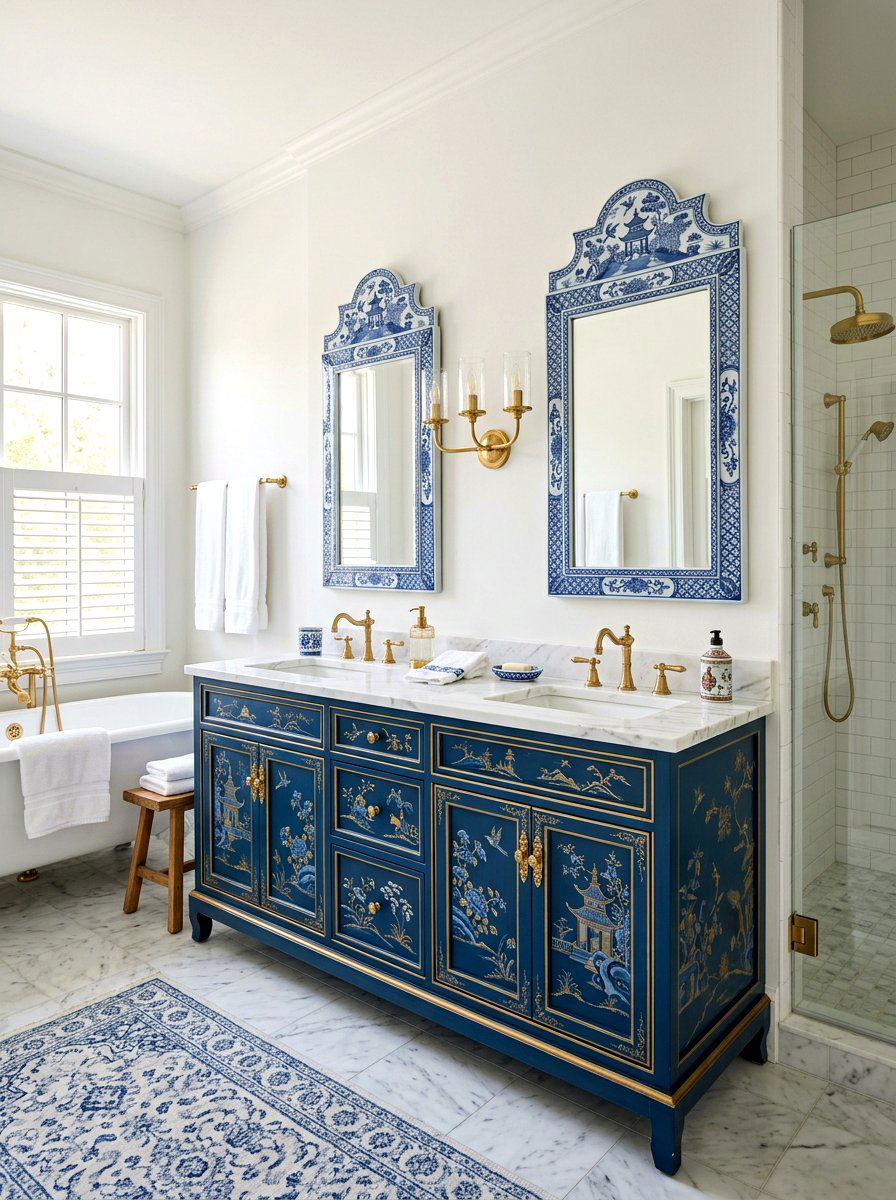 Chinoiserie vanity bathroom - 25 Spring Chinoiserie Decor Ideas