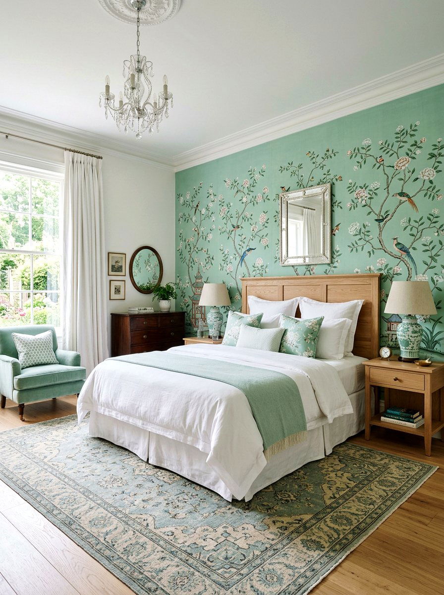 Chinoiserie wallpaper bedroom - 25 Spring Chinoiserie Decor Ideas