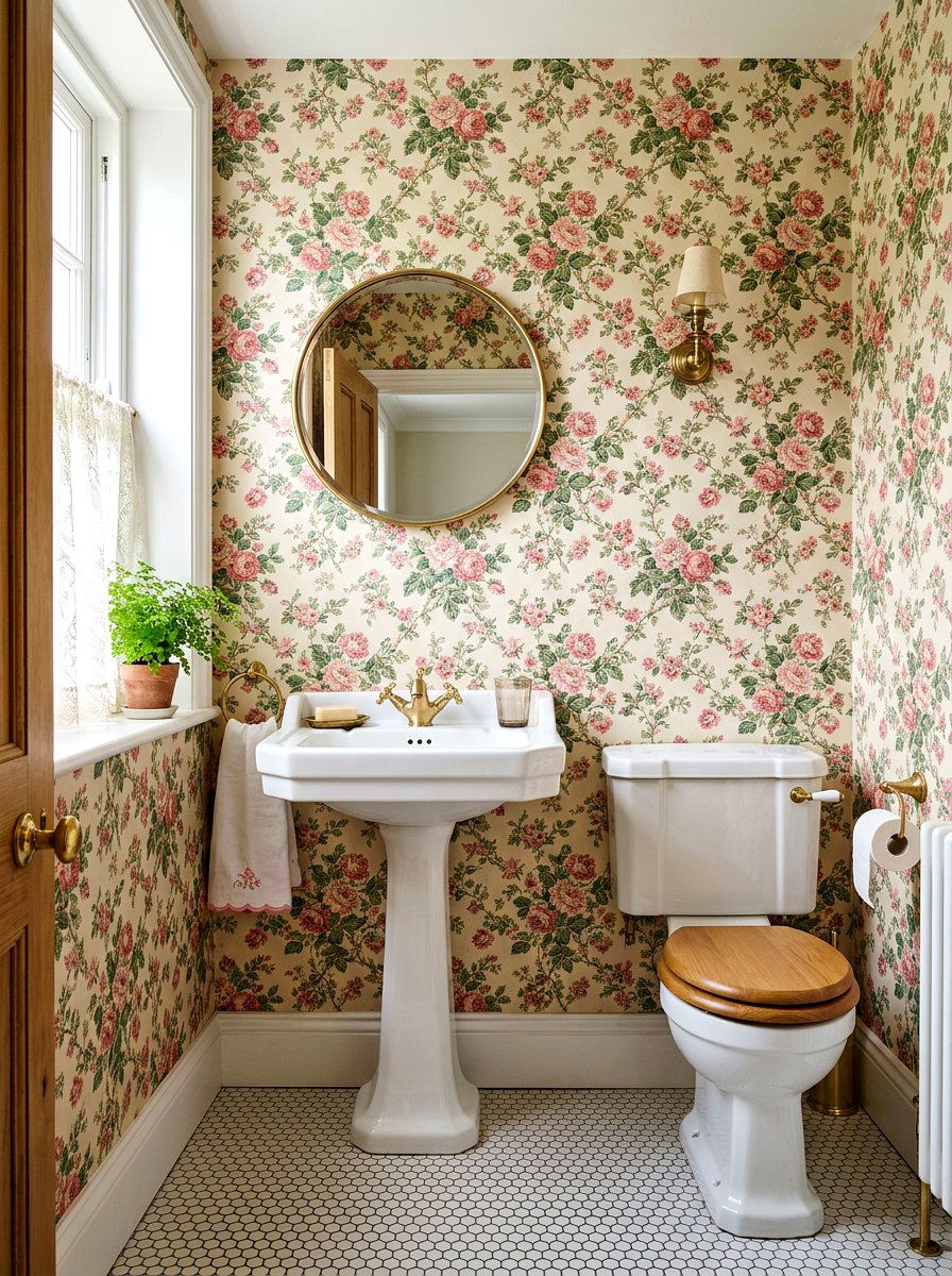 Chintz Floral Wallpaper Bathroom - 25 Spring Chintz Decor Ideas