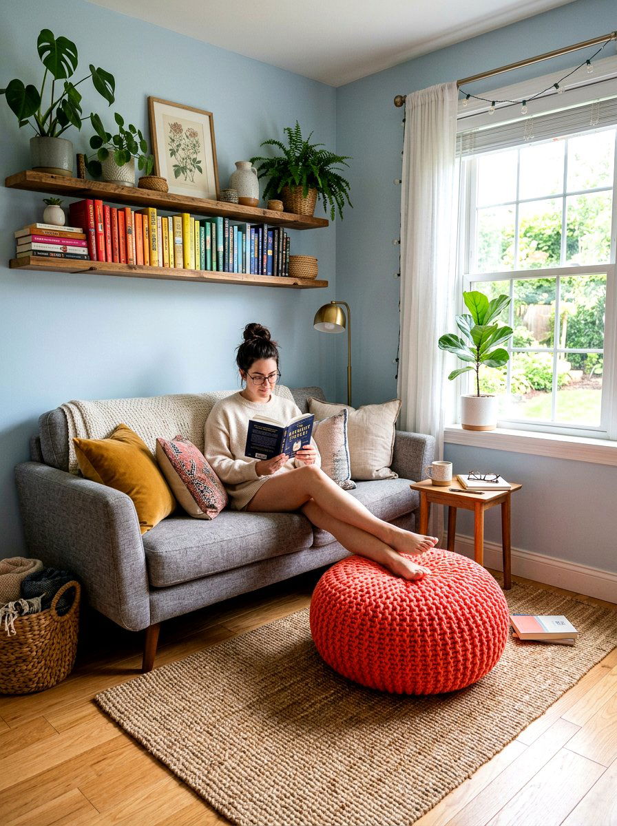 Chunky Knit Pouf - 25 Spring Knit Decor Ideas