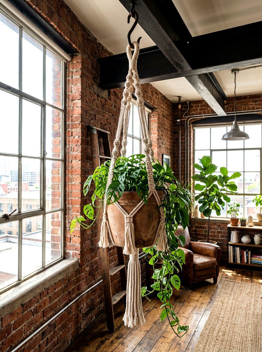 Chunky Macrame Rope Plant Hanger - 25 Spring Macrame Plant Hanger Ideas
