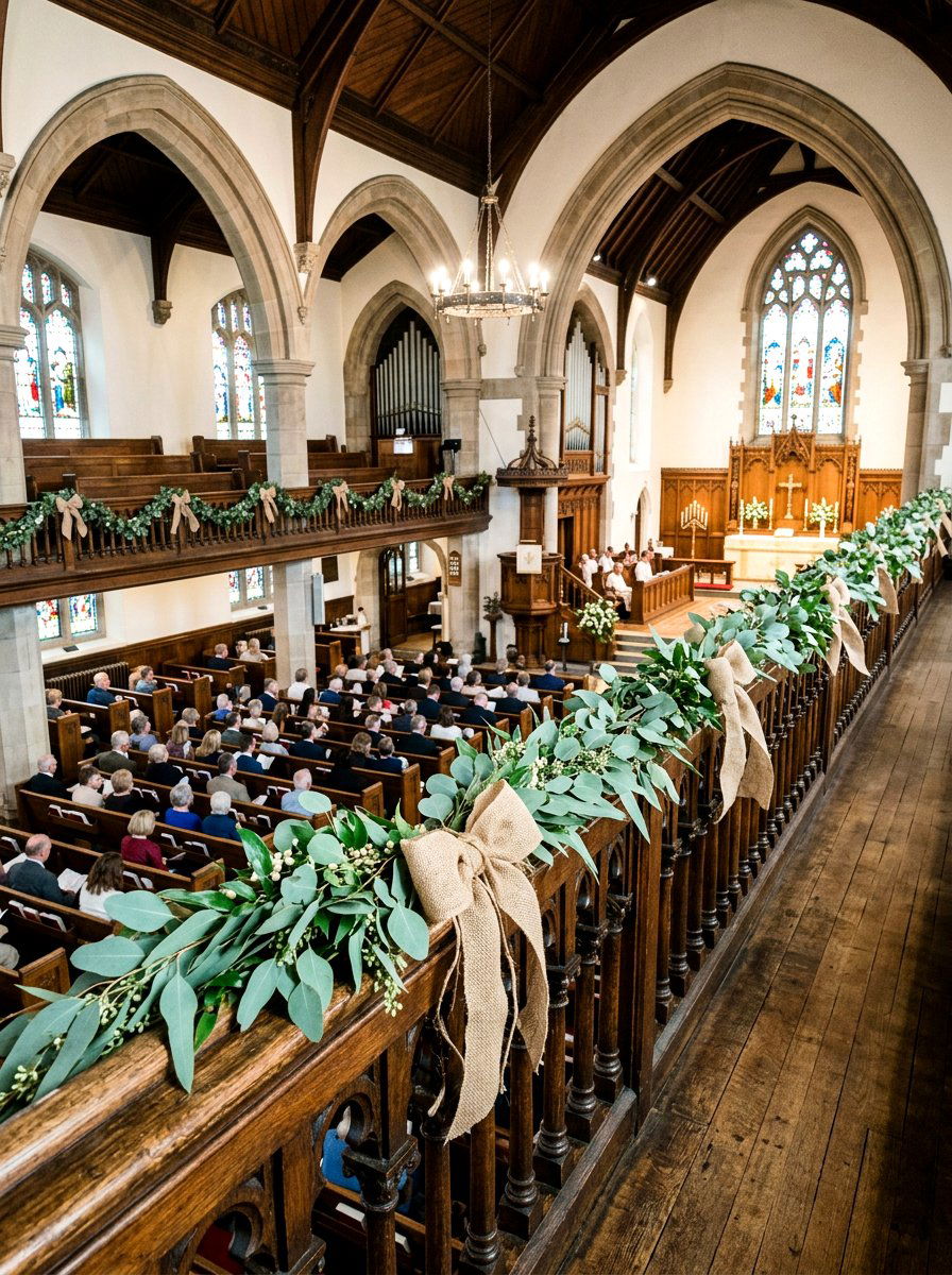Church Balcony Railing Garland - 25 Spring Church Decor Ideas