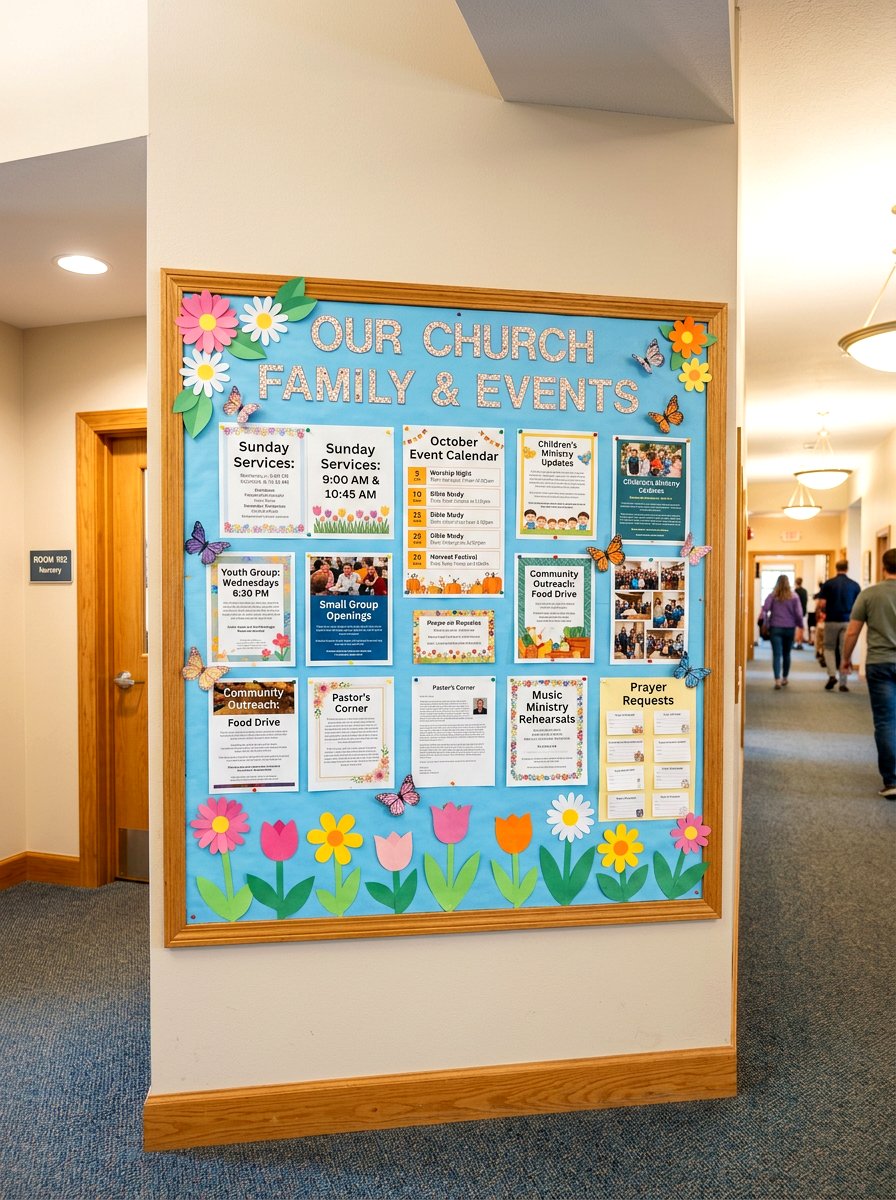 Church Bulletin Board Display - 25 Spring Church Decor Ideas