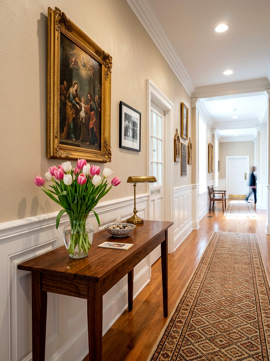 Church Hallway Table Decor - 25 Spring Church Decor Ideas