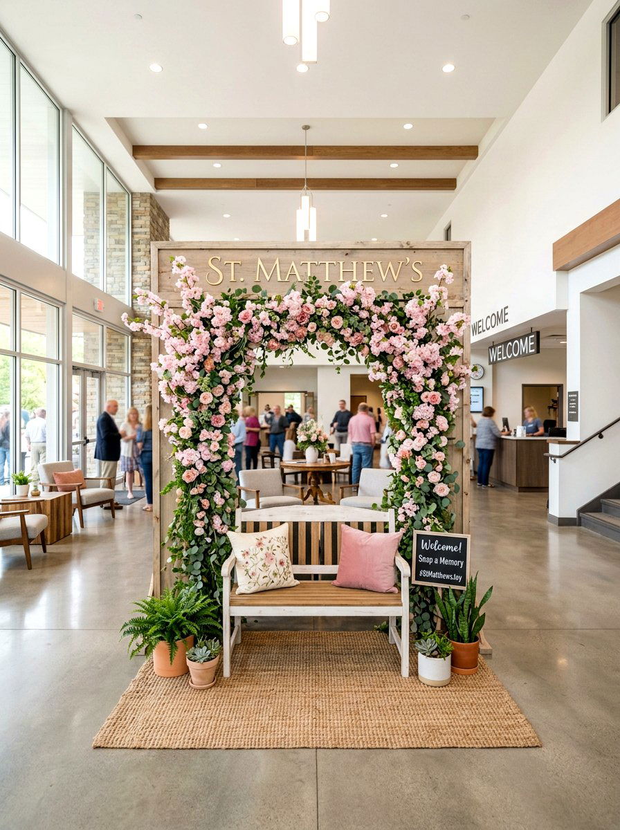 Church Lobby Photo Backdrop - 25 Spring Church Decor Ideas