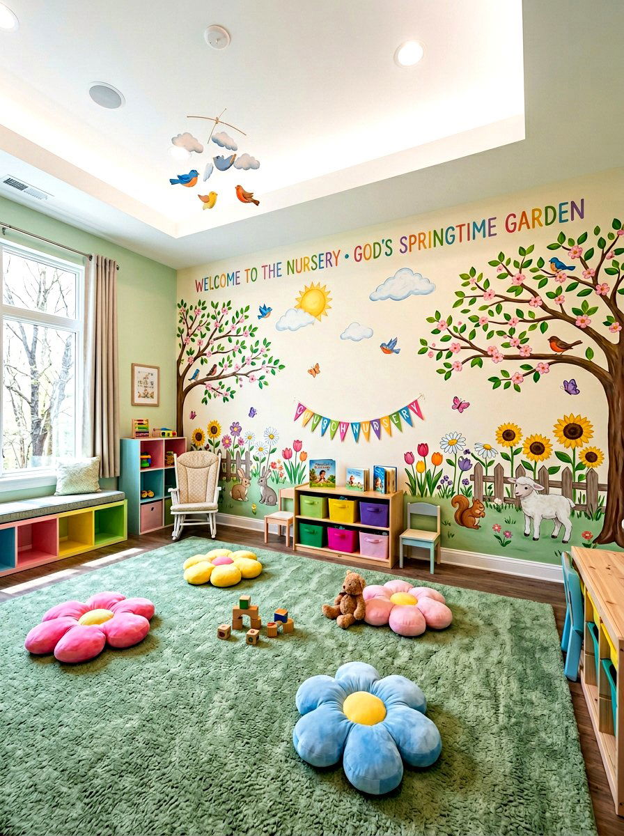 Church Nursery Spring Mural - 25 Spring Church Decor Ideas