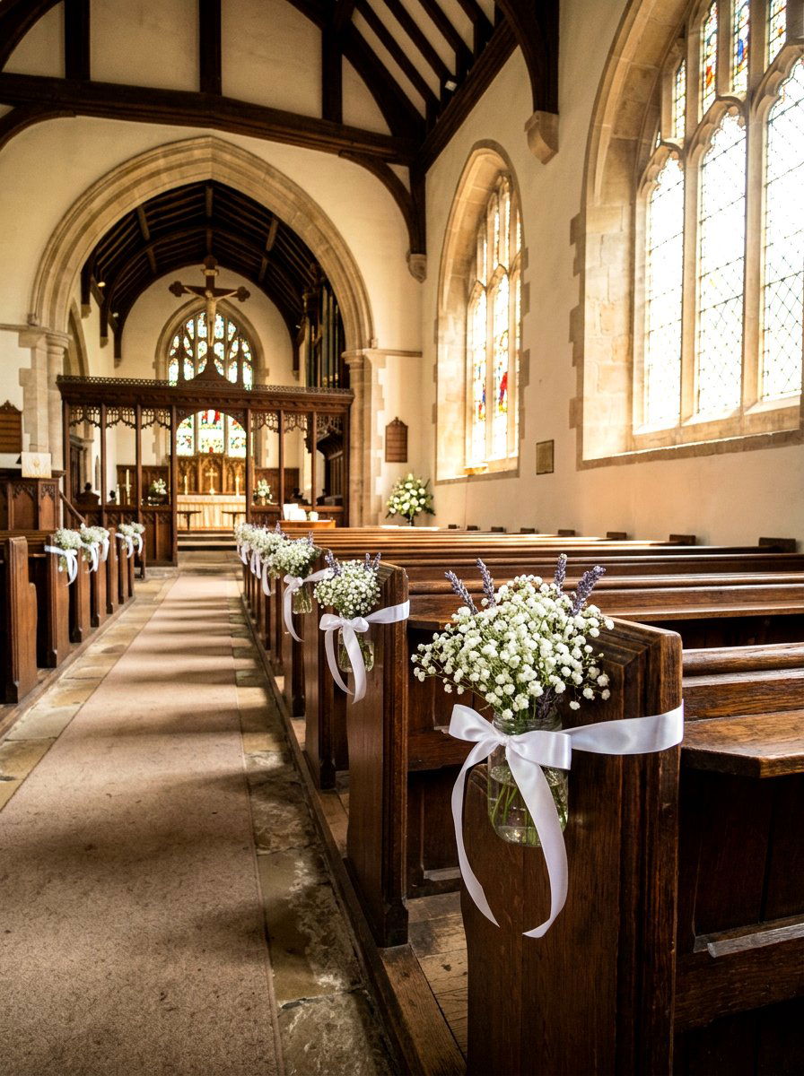 Church Pew End Bouquets - 25 Spring Church Decor Ideas