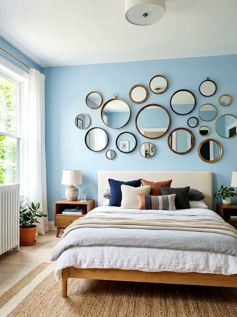 Circular Mirror Set - 25 Spring Bedroom Mirror Ideas
