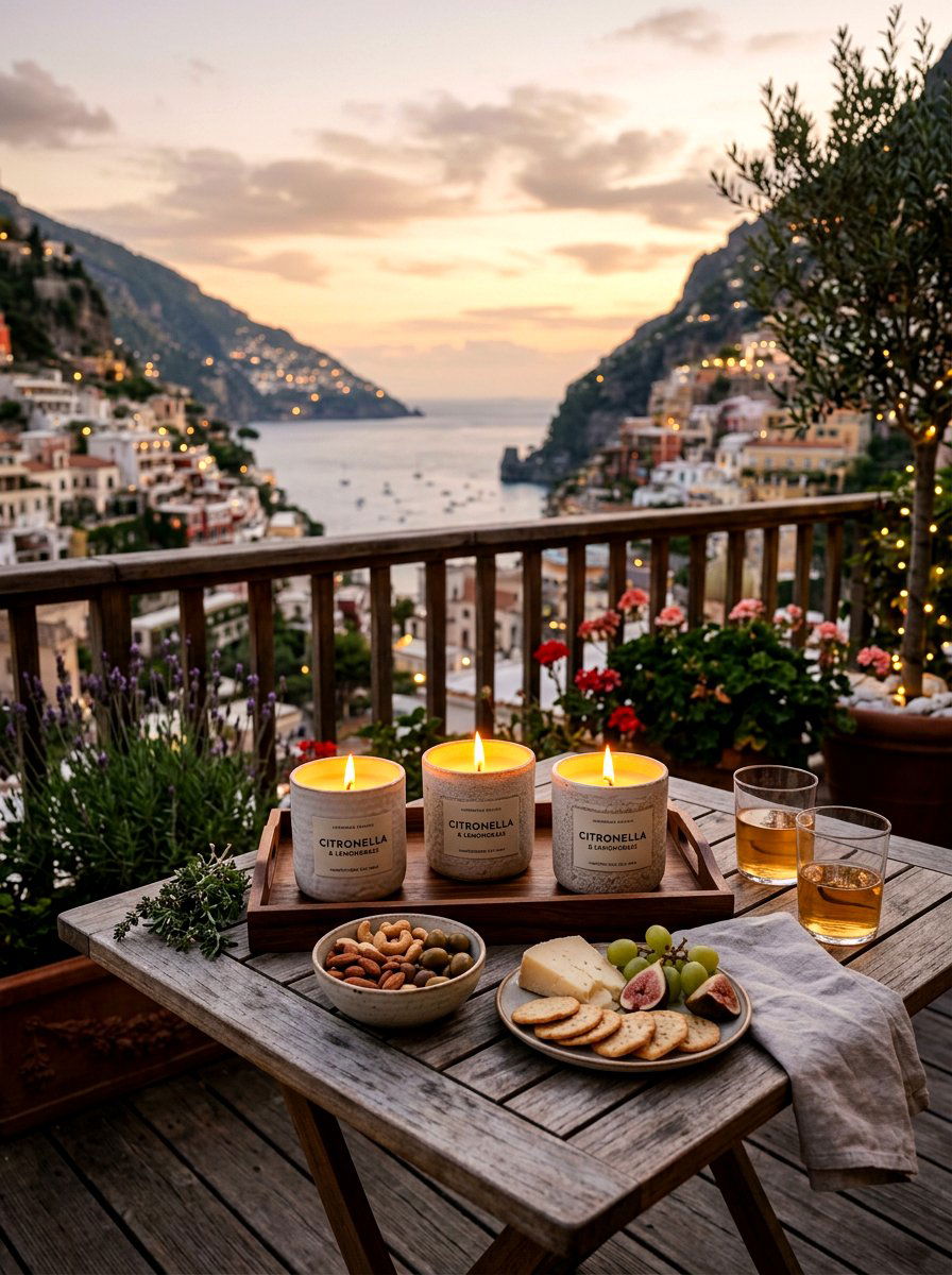 Citronella Candle Set - 25 Spring Balcony Decor Ideas