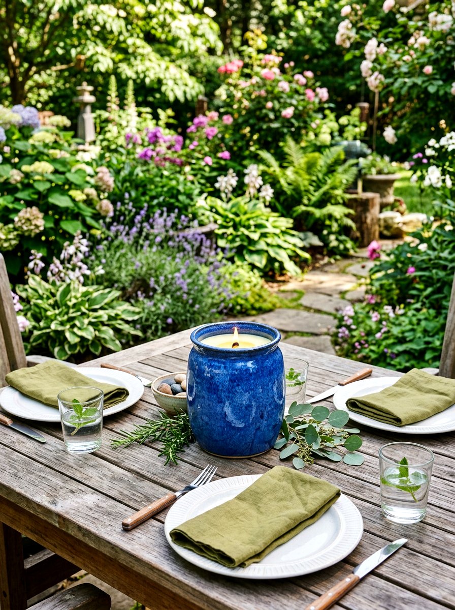 Citronella candle centerpiece - 25 Backyard Spring Decor Ideas