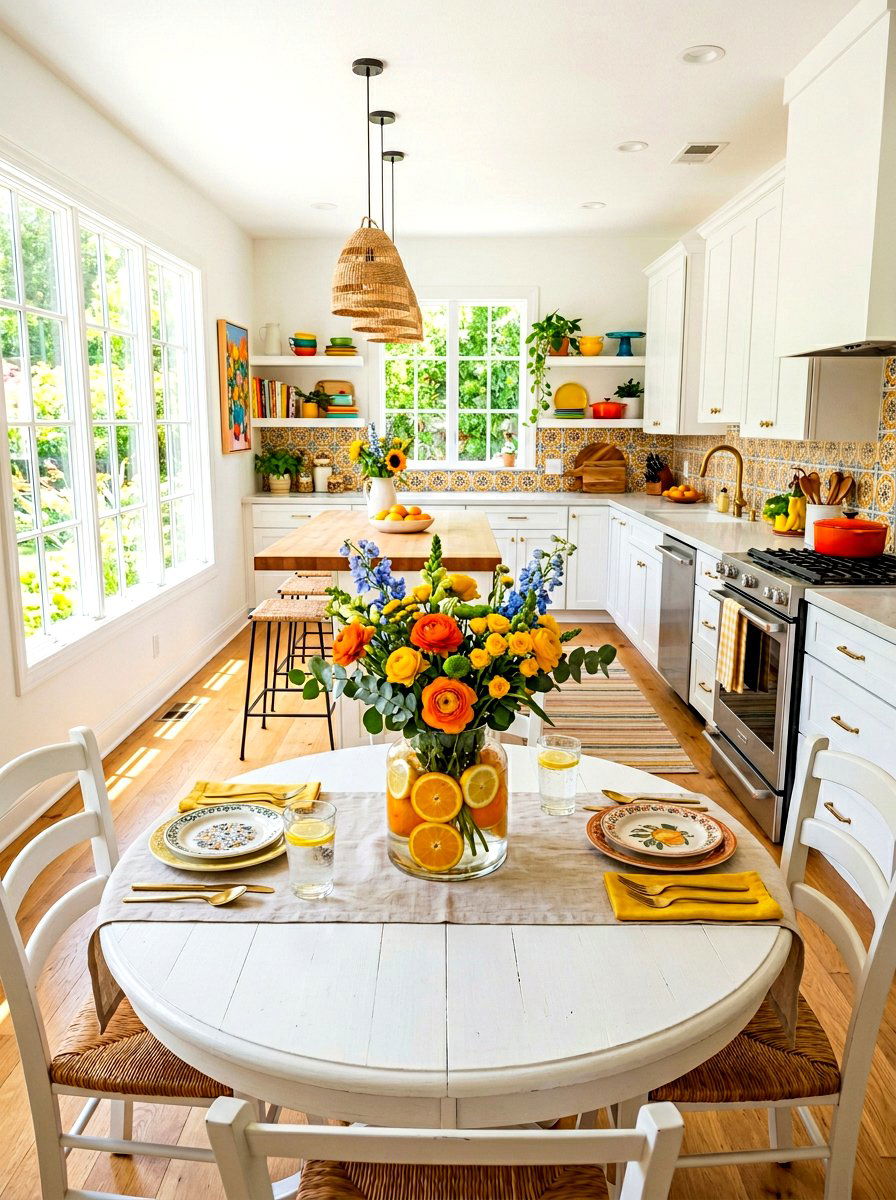 Citrus And Floral Mix - 25 Spring Kitchen Table Centerpiece Ideas