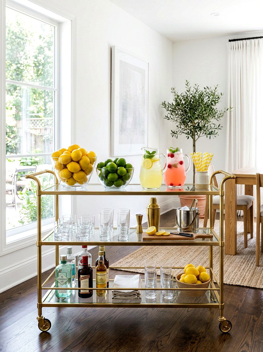 Citrus Bar Cart - 25 Spring Bar Cart Styling Ideas