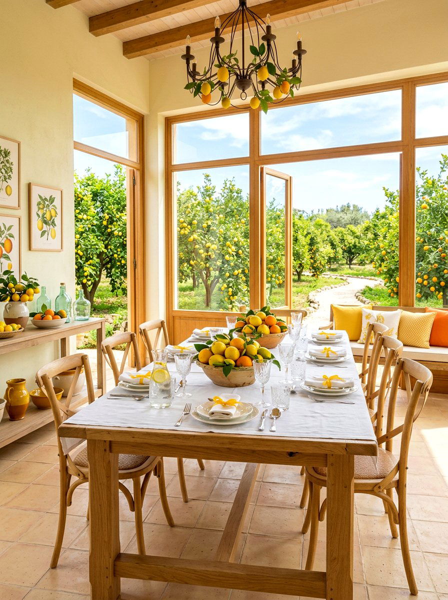 Citrus Orchard Setting - 25 Spring Dinner Party Decor Ideas