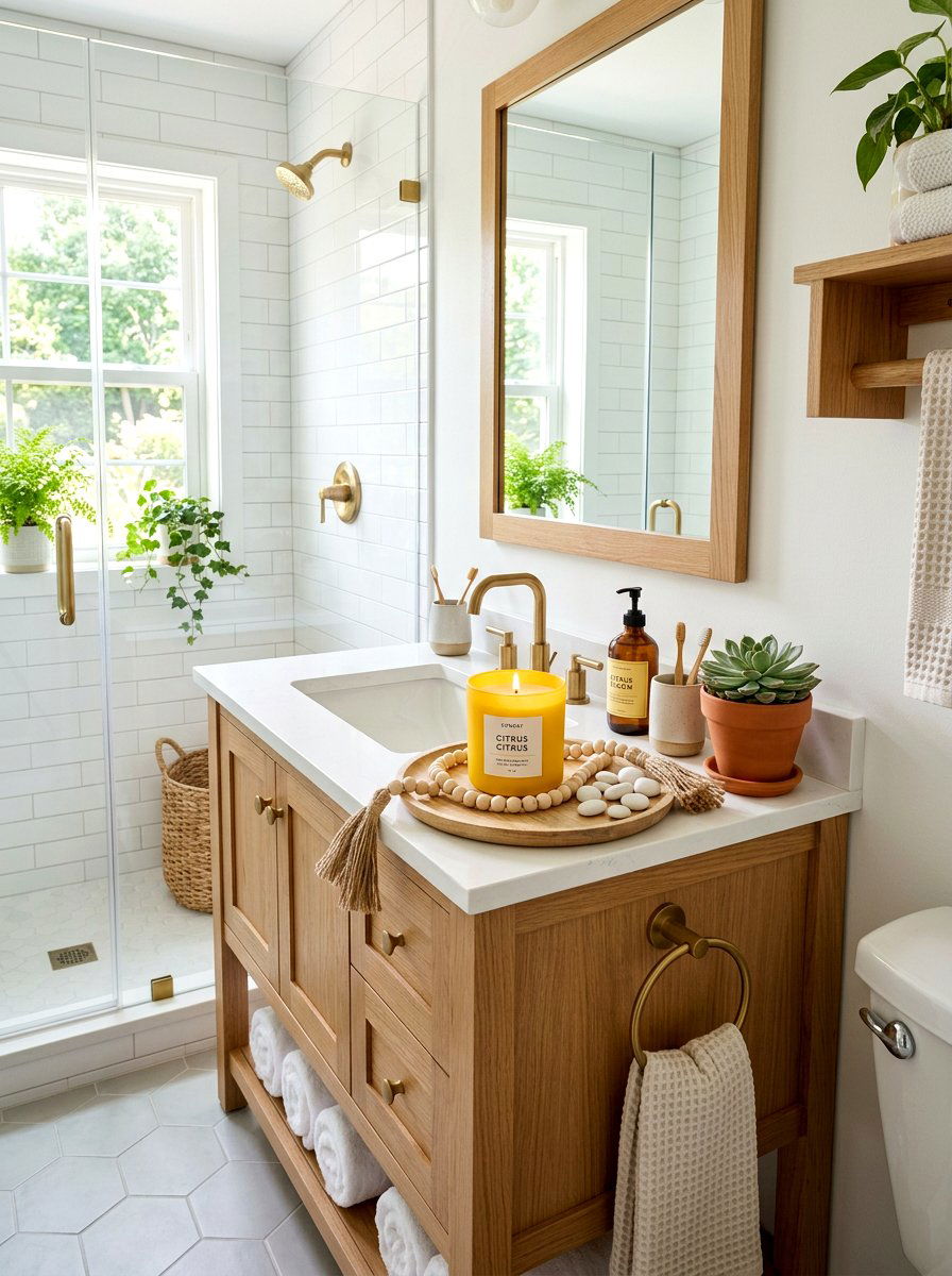 Citrus Scented Candle Decor - 25 Spring Bathroom Vanity Decor Ideas