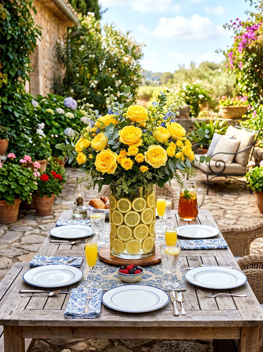 Citrus Slice Water Vase - 25 Spring Patio Table Centerpiece Ideas