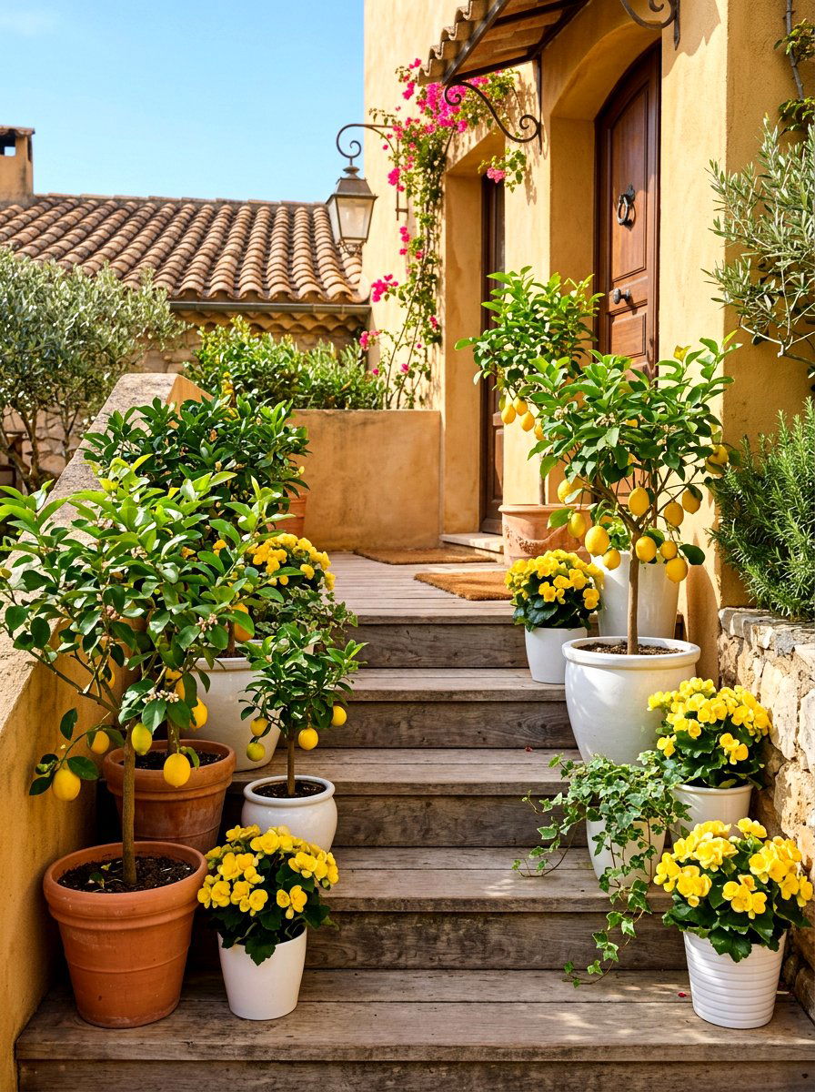 Citrus Theme Porch Step - 25 Spring Porch Step Decor Ideas