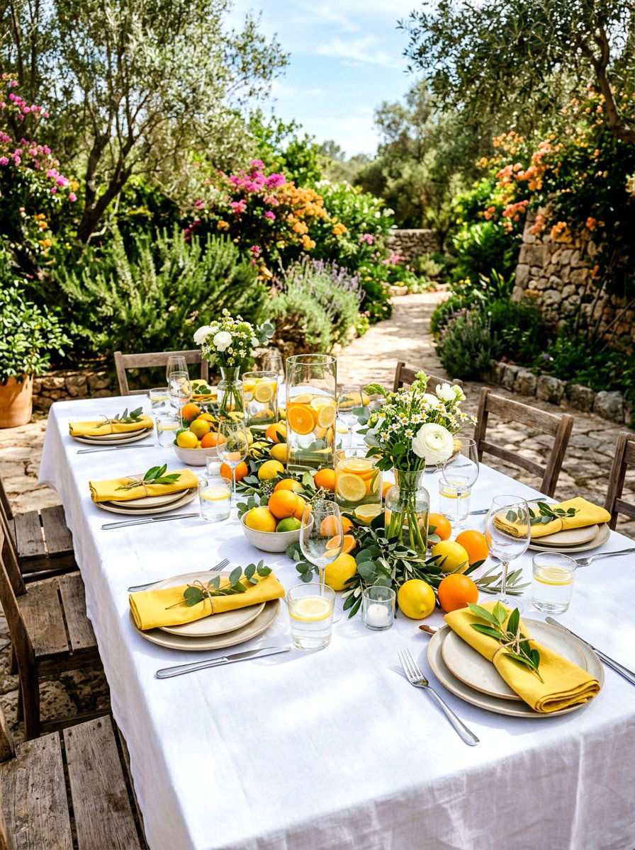 Citrus Themed Table - 25 Spring Outdoor Party Decor Ideas