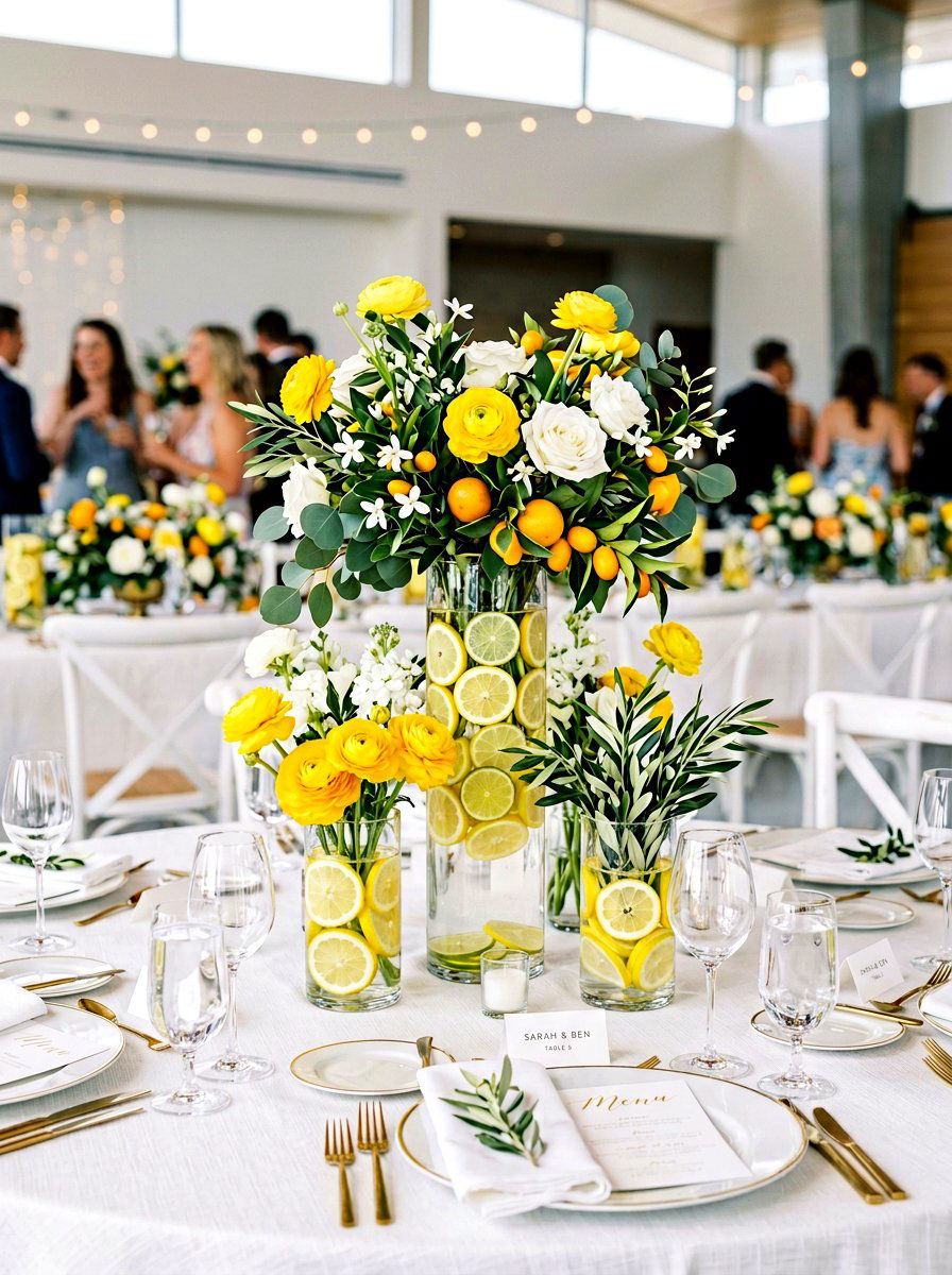 Citrus Wedding Centerpiece - 25 Spring Wedding Decor Ideas