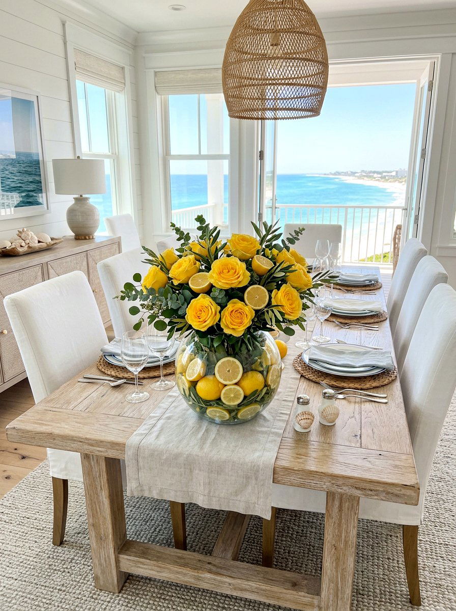 Citrus and Floral Bowl - 25 Spring Flower Bowl Ideas