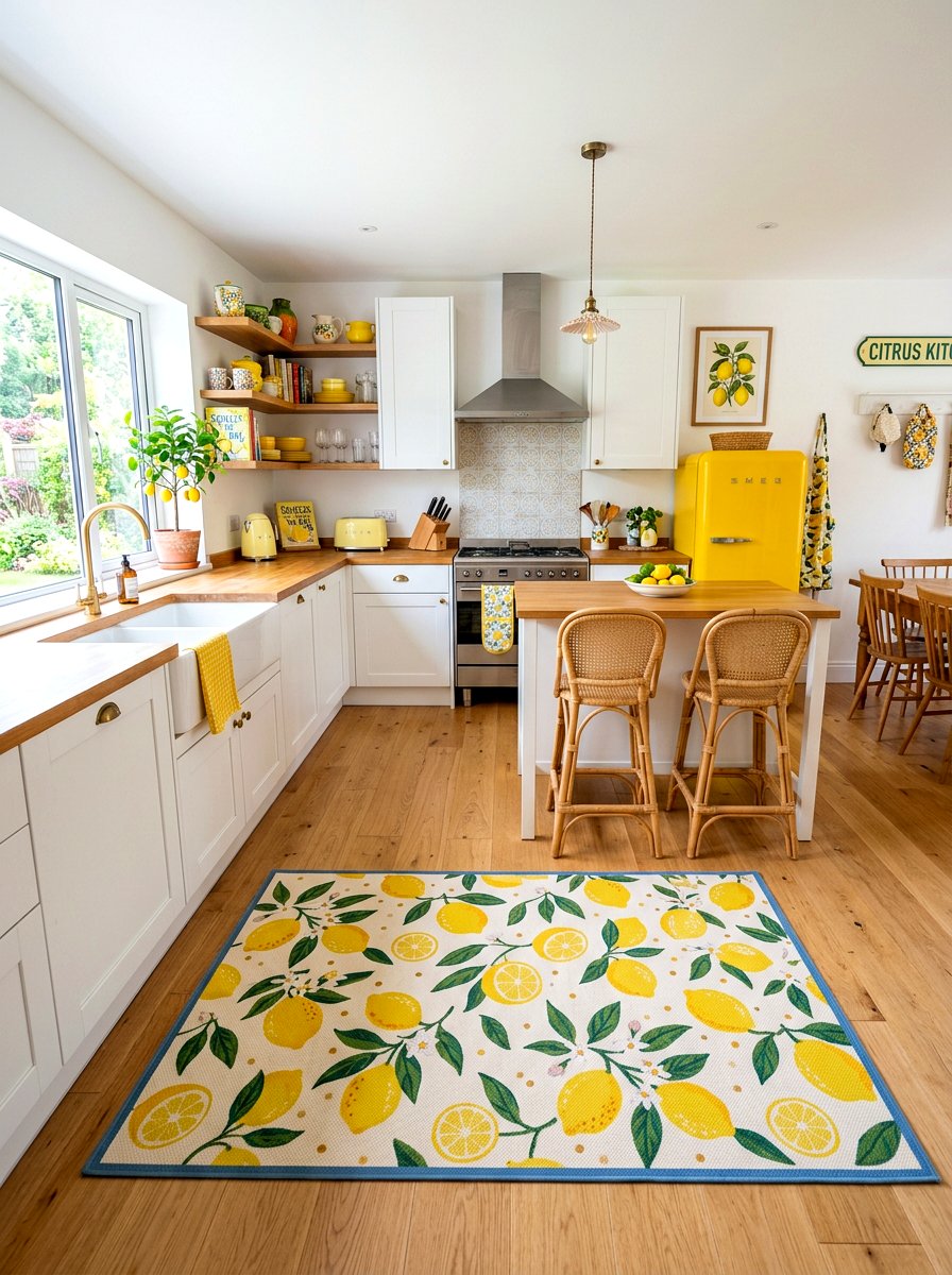 Citrus print kitchen rug - 25 Spring Kitchen Rug Ideas