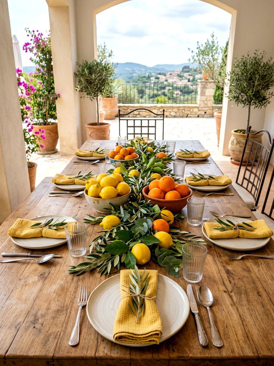 Citrus table decor - 25 Spring Rehearsal Dinner Decor Ideas